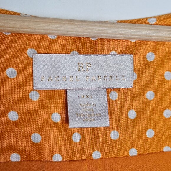Rachel Parcell Orange Polka Dot V-Neck Linen-Blend Button-Down‎ Midi Dress XXL - Picture 6 of 12
